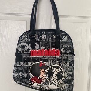 Mafalda Quino Argentinian Character Handbag Black RARE.